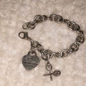 silver tiffany bracelet w tennis racquet charm